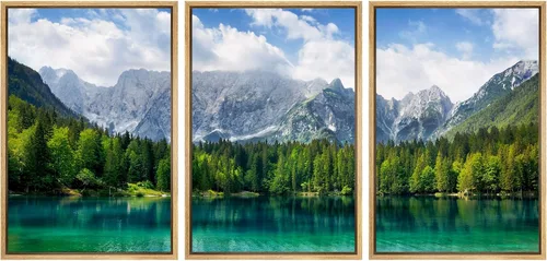 Vista 129 de wall26 Lienzo enmarcado para pared, juego de arte de fila de palmeras de California y cielo azul, naturaleza, vida silvestre, fotografía, realismo