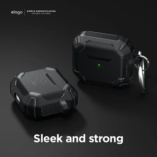 Vista 4 de elago - Funda de armadura sólida compatible con AirPods de tercera generación, compatible con AirPods 3, diseño de absorción de golpes, TPU