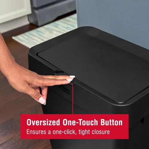 Vista 2 de Rubbermaid Touch-Top - Bote de basura de cocina con tapa, 12.2 galones, color negro, contenedor de basura para el hogar, cocina, apartamento/garaje
