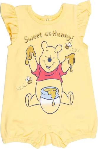 Vista 2 de Disney Minnie Mouse Winnie the Pooh Baby Girls - Mameluco de peluche y sombrero de sol recién nacido a bebé
