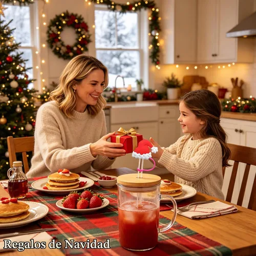 Vista 5 de 4 piezas de adornos para popote de Navidad, cubierta de popote Stanley de Amreich Christmas Stanley, vaso de 30 onzas y 40 onzas con asa, fundas