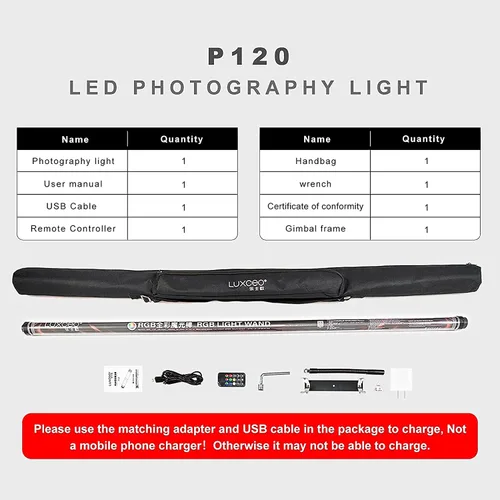 Vista 8 de P120 RGB luz de fotografía portátil, control de aplicación 1350 lúmenes LED video luz varita 360 ° a todo color 12 modos de iluminación CRI≥95 IP68
