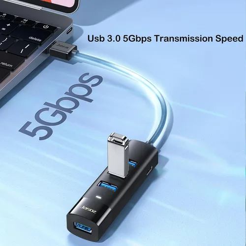 Vista 6 de 4-en-1 USB C Hub 1ft Cable USB 3.0 Puertos Laptop PC Sincronización rápida de datos de 5 Gbps, cable corto de 12 pulgadas, ultra delgado