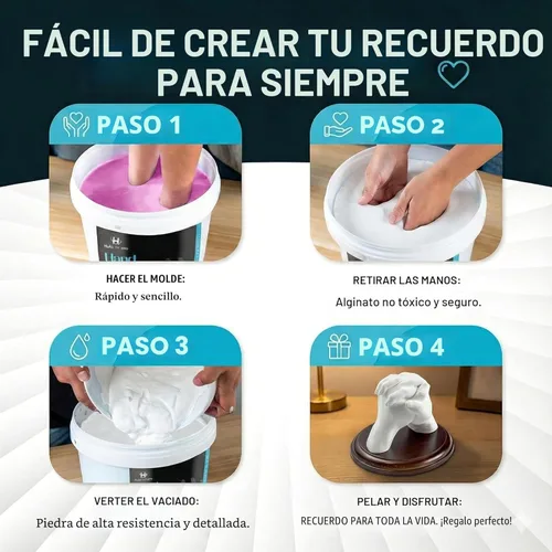 Vista 5 de Kit de moldeo a mano Hula Home para parejas o familia con placa de montaje Regalos DIY de aniversario para ella y él, escultura de recuerdo, boda