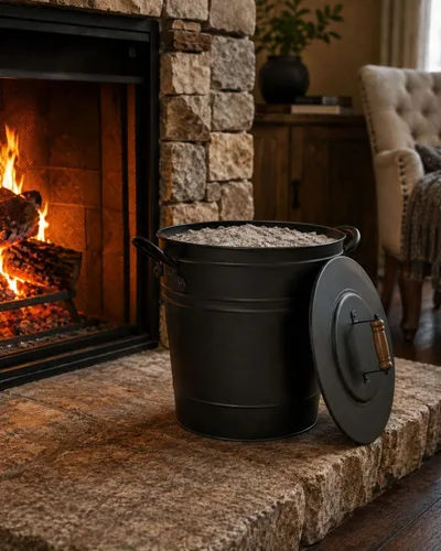 Vista 4 de Pilgrim Home and Hearth 19504-Cubo de cenizas con aislamiento de aire de 5.8 galones