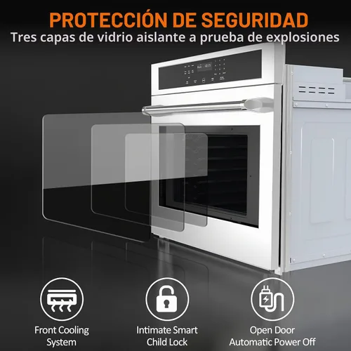 Vista 3 de LinTimes Acero inoxidable 30 "Control táctil Horno incorporado HEW3001 - Cajón de microondas, Encimera de microondas, Horno de panel táctil