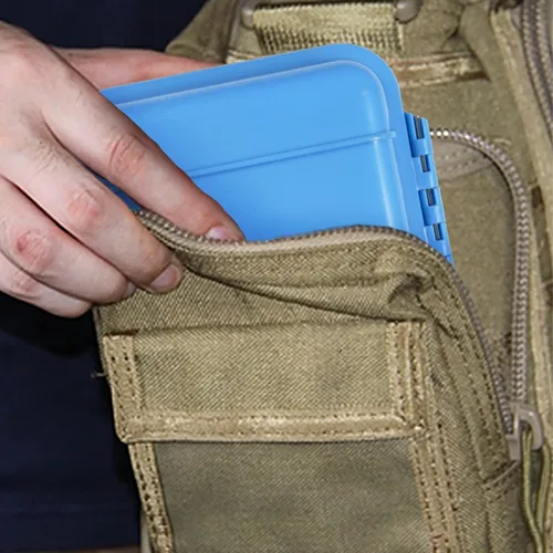 Vista 7 de Contenedor de almacenamiento hermético, impermeable, azul/negro, caja de almacenamiento en seco con 2 hebillas en forma de U para nadar