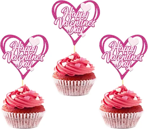 Vista 10 de 24 adornos para cupcakes para el día de San Valentín, 1er cumpleaños, temática de dulce amor, decoración de pastel para el día de San Valentín, 1er