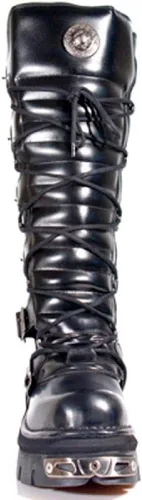 Vista 3 de New Rock Newrock 272 - Botas de piel con hebilla para botas góticas, color negro