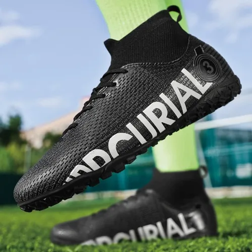 Vista 3 de zcdyn Zapatos de fútbol unisex para niños grandes Fgag de caña alta con picos de fútbol para jóvenes, entrenamiento profesional, césped, botas