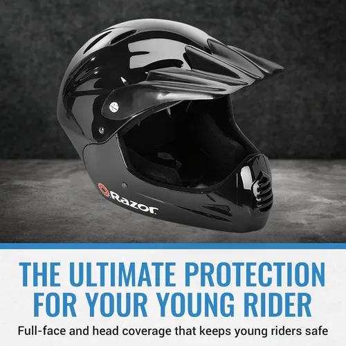 Vista 8 de Razor Casco juvenil de cara completa, carcasa exterior de plástico ligero con correas ajustables para jóvenes jinetes