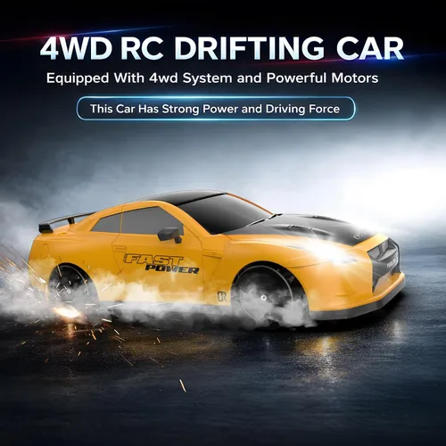Vista 3 de Auto de control remoto RC Drift Car 2.4GHz escala 1:24 4WD 20KM/H Modelo de vehículo de alta velocidad con luces LED Drifting Tire Racing Sport Toy