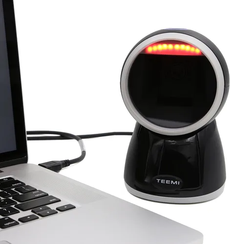 Vista 5 de TEEMI Escáner de código de barras de presentación manos libres 1D 2D, sensor de alta resolución de megapíxeles Código QR lector automático con cable