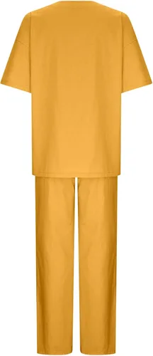 Vista 16 de Conjuntos de verano de 2 piezas para mujer, conjuntos elegantes y casuales de color liso, para verano, otoño, cuello redondo, tops y pantalones