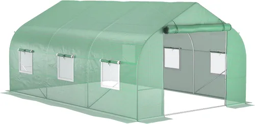 Vista 8 de Outsunny - Invernadero al aire libre de 11.5' x 10' x 6.5', tipo túnel, con ventanas enrollables, puerta con cremallera, cubierta de PE, marco