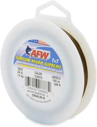 Vista 9 de American Fishing Wire Surflon Micro Supreme Nylon recubierto 7x7 de acero inoxidable, líder en alambres anudables para pesca en agua salada, pesca
