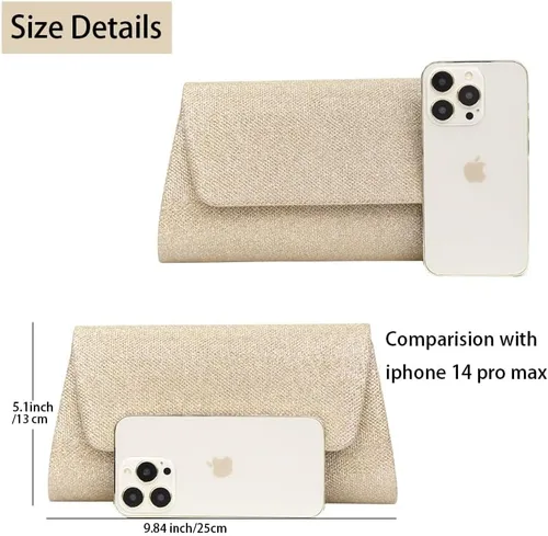 Vista 4 de Clutch Purses Evening Bag for Women Formal,Classic Envelope Purses and Handbags Wedding Party Prom with Shoulder Strap