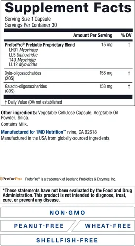 Vista 9 de 1MD Nutrition PreBioMD - Prebiótico con PreforPro® Apoya la digestión saludable y las bacterias beneficiosas