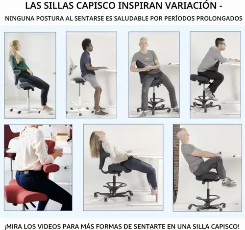 Vista 4 de HAG Capisco Puls - Silla de escritorio ajustable para sentarse a pie, marco negro, cojín parcial negro