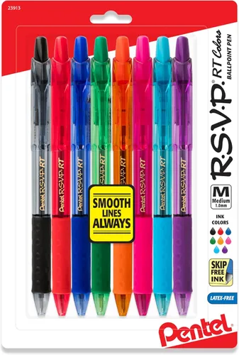 Vista 22 de Pentel RSVP RT Colors - Bolígrafo retráctil (1.0mm) trazo medio, color rosa, barril, tinta rosa, caja de 12 (BK93CRP-P)