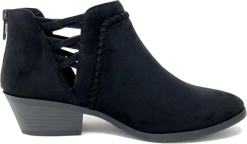 Vista 2 de Soda Sincere - Botines de tacón bajo para mujer con correas elásticas cruzadas