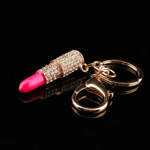 Vista 8 de Yosoo llavero de cristal con estrás, de búho, regalo con dije colgante para bolsa, Lipstick