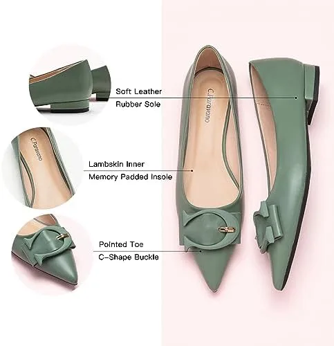 Vista 4 de C.Paravano Zapatos planos de trabajo cómodos de cuero con punta puntiaguda para mujer