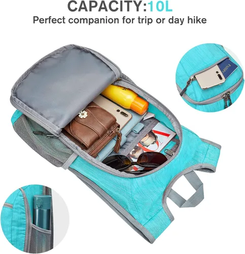 Vista 4 de G4Free 10L/15L Mochila para Senderismo Plegable Ligera, Mochila de Día para Caminatas, Pequeña, Viaje al Aire Libre, Bolsa de Hombro Plegable