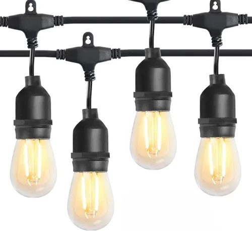 Vista 8 de BRIMAX - Cadena de luces para exteriores de 2 W, 100 pies, grado comercial, con 32 bombillas LED S14 Cadena de luces de patio regulable