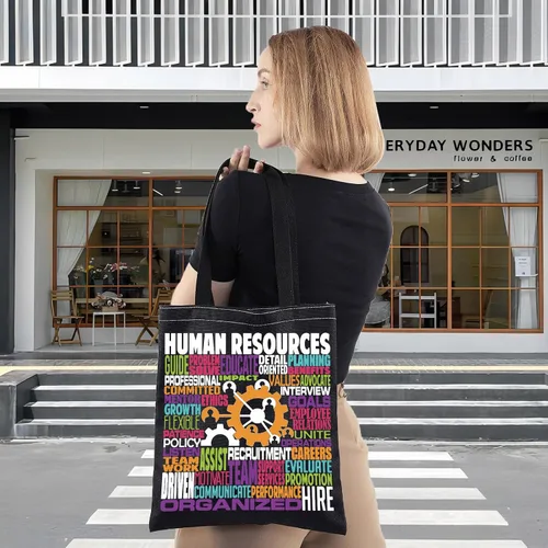 Vista 2 de LEVLO Recursos humanos Bolso de hombro del reclutador de los regalos de la lona del bolso de asas de la lona para el compañero de trabajo