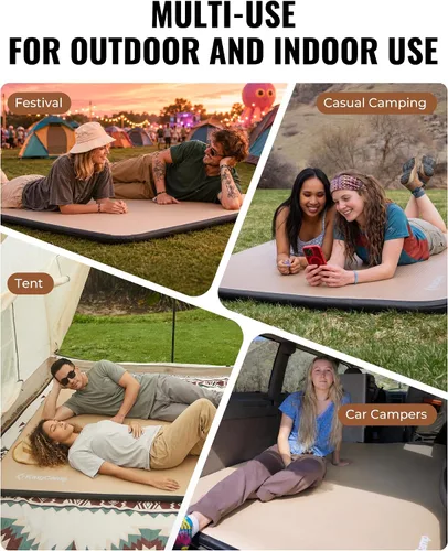 Vista 4 de KingCamp FLEXIREST 5.0 - Colchoneta de dormir doble para camping, compacta, tamaño completo, con bolsa de inflador, colchón de campamento sin PVC