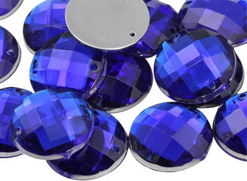 Vista 7 de Allstarco Blue Aqua CH24 - Cuentas redondas para coser con parte trasera plana, diamantes de imitación acrílicos, gemas de plástico para coser