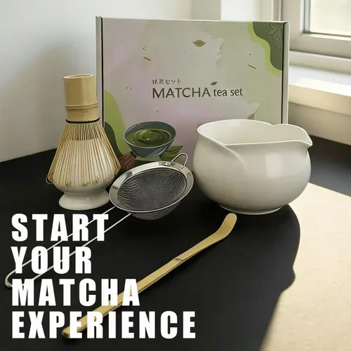 Vista 7 de Juego de batidor de matcha blanco, kit de matcha de cerámica para principiantes y amantes del té