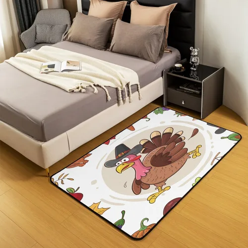 Vista 3 de Erosebridal Alfombra de pavo salvaje para niños y niños, bonita decoración de dormitorio de pavo, alfombra de regalo para el día de Acción