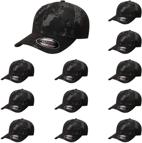 Vista 43 de Gorra de béisbol Flexfit Wooly Combed Premium de 6 paneles estructurada Ajuste elástico Paquete al por mayor disponible Negro