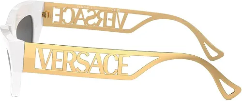 Vista 3 de Versace VE 4432U 40187 - Lentes de sol de plástico blanco a la moda, lentes grises