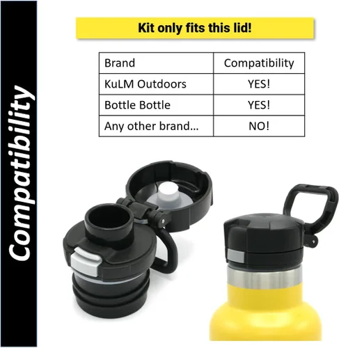 Vista 3 de KuLM Outdoors Kit de sello de tapa abatible de repuesto de boca estándar y botella de botella (silicona)