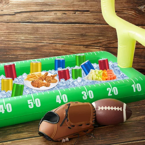 Vista 5 de Paquete de 2 enfriadores inflables de campo de fútbol, decoración de fiesta de fútbol, barra inflable para servir hielo para suministros de fiesta