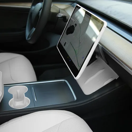 Vista 12 de TOPABYTE - Consola central para accesorios Tesla Modelo Y Modelo 3, 3 unidades, color negro Cup Holder Insert, Screen Edge Protector Frame