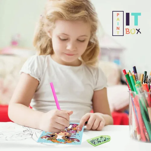 Vista 4 de Acelii Paquete de 6 kits de pintura de diamantes de dibujos animados 5D para niños principiantes, lindos animales, kit de arte de diamantes