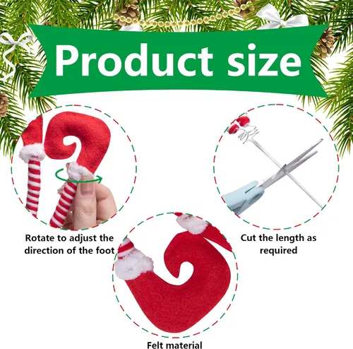 Vista 3 de 6 púas de peluche para patas de elfo, adornos para árbol de Navidad con alambre fijo para decoración del hogar y fiestas