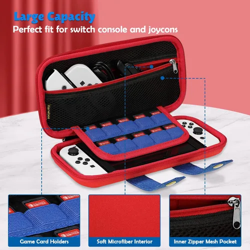 Vista 7 de KENOBEE Funda de silicona y funda de transporte compatible con Nintendo Switch 2017