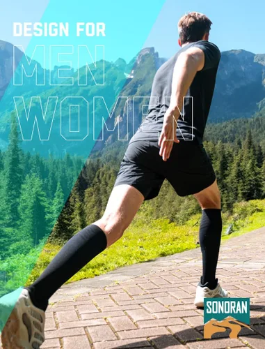 Vista 7 de SONORAN Calcetines de compresión para hombres y mujeres (246 pares) 20-30 mmHg de compresión graduada hasta la rodilla para correr, atletismo