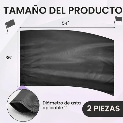 Vista 3 de 2 banderas de protección de color negro de 36 x 54 pulgadas, bandera