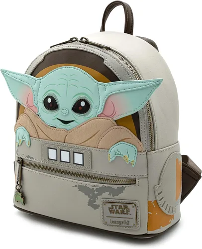 Vista 2 de Loungefly Star Wars Baby Yoda The Mandalorian - Bolso de hombro con doble correa para mujer, Multi