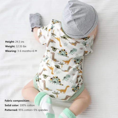 Vista 34 de Body de manga corta para bebé recién nacido, ropa de algodón de una pieza, 5 unidades, 0-12 meses