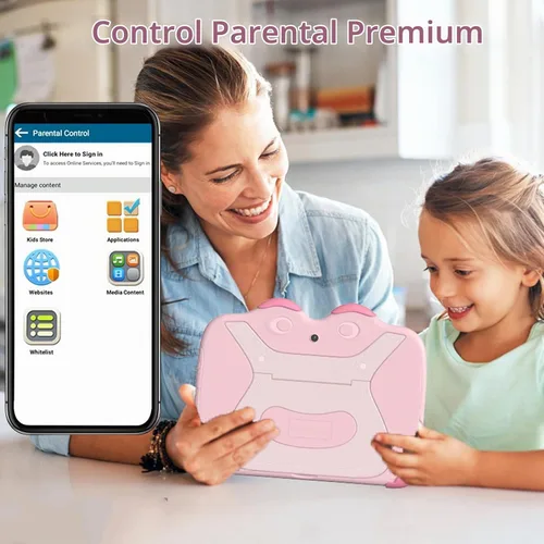 Vista 2 de YINOCHE Tableta para niños de 10 pulgadas para niños pequeños, tabletas Android de 64 GB con funda WiFi Tabletas para niños de doble cámara