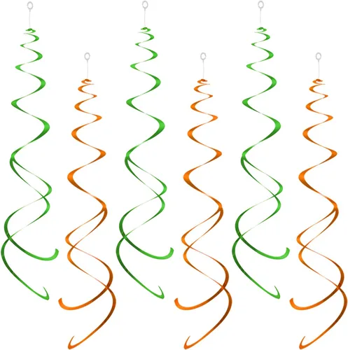 Vista 6 de ZOOYOO Decoraciones de remolinos para fiestas, decoración de remolinos colgantes en el techo de papel de aluminio azul y naranja, decoraciones