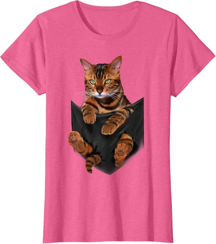 Vista 89 de Camiseta de bolsillo con estampado de tigre y gato Negro