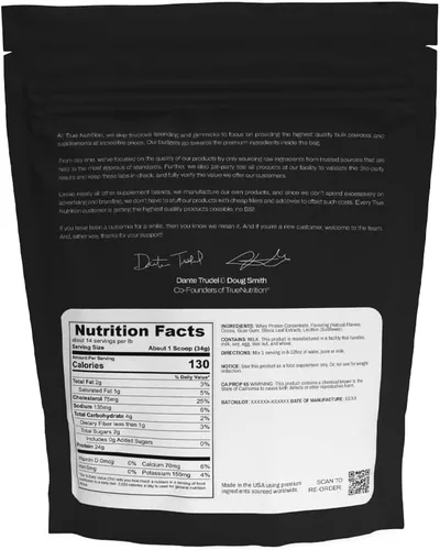 Vista 2 de True Nutrition Concentrado de proteína de suero en polvo, 0.85 oz de proteína de suero completo por porción, alto contenido de leucina, perfil